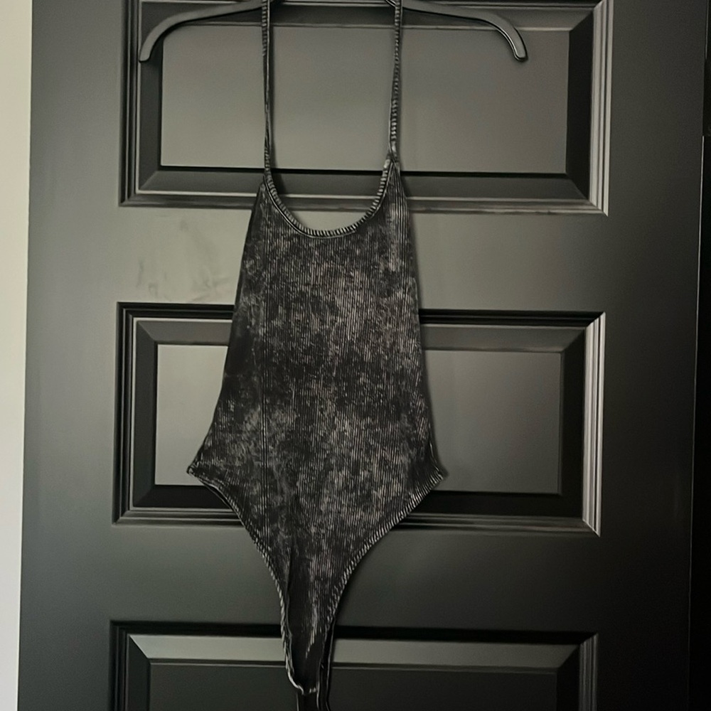 NWT FASHION NOVA Acid Washed Halter Bodysuit